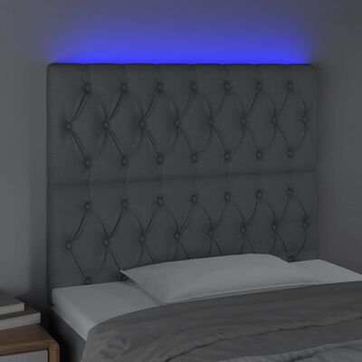 vidaXL Hoofdbord LED 90x7x118/128 cm stof lichtgrijs