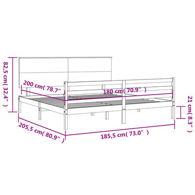 vidaXL Bedframe met hoofdbord massief hout wit Super King Size