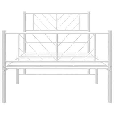 vidaXL Bedframe met hoofd- en voeteneinde metaal wit 90x200 cm