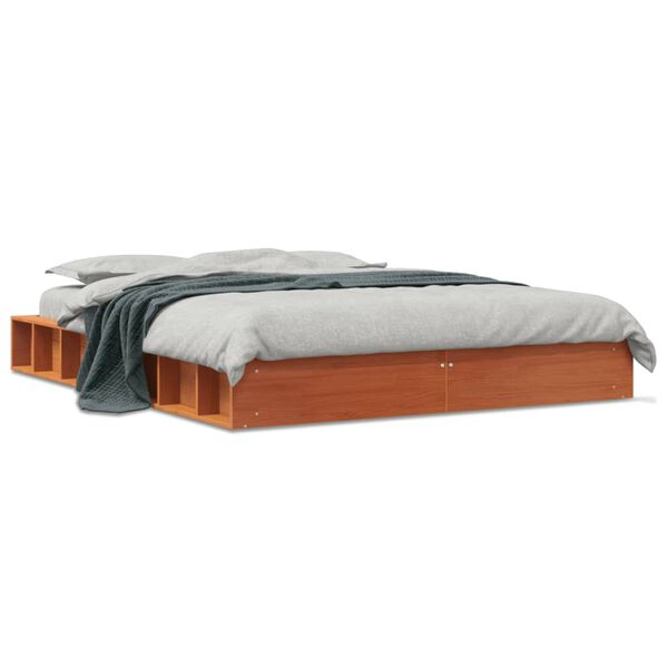 vidaXL Bedframe zonder matras massief grenenhout wasbruin 140x200 cm