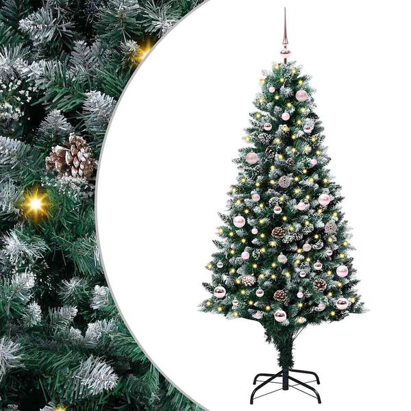 vidaXL Kunstkerstboom Groen 150 cm PVC en Staal en Kunststof