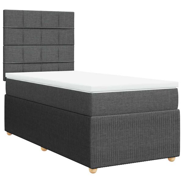 vidaXL Boxspring met matras stof donkergrijs 90x190 cm