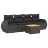 vidaXL 5-delige Loungeset met kussens poly rattan zwart