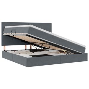 vidaXL Opbergbed met LED met matras Donkergrijs 200 x 200 cm Fluweel