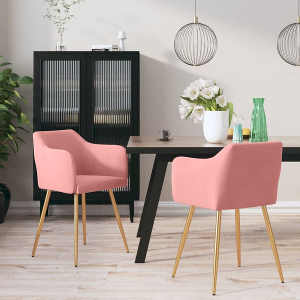 vidaXL Eetkamerstoelen 2 st fluweel roze