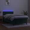 vidaXL Boxspring met matras en LED fluweel donkergroen 100x200 cm