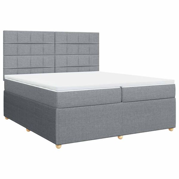 vidaXL Boxspring met matras stof lichtgrijs 200x200 cm
