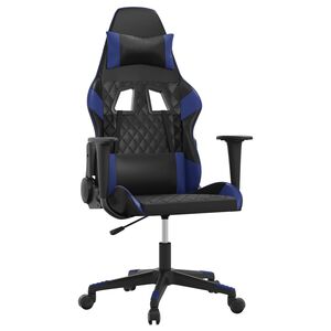 vidaXL Massage gamestoel kunstleer zwart en blauw
