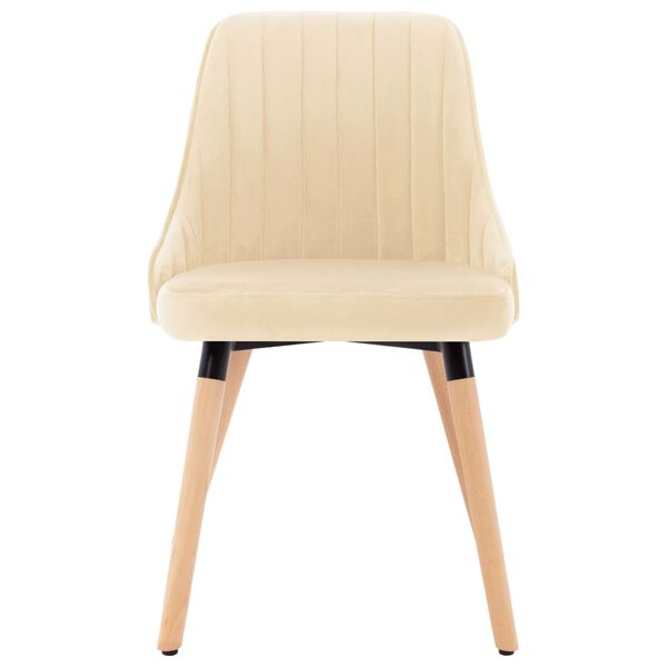 vidaXL Eetkamerstoelen 2 st fluweel cr&egrave;mekleurig