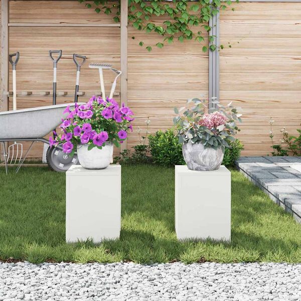 vidaXL Plantenstandaard 2 pcs Wit 24 x 24 x 35 cm Staal
