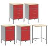 vidaXL Gereedschapskast set met plank 6 pcs Rood Gepoedercoat staal