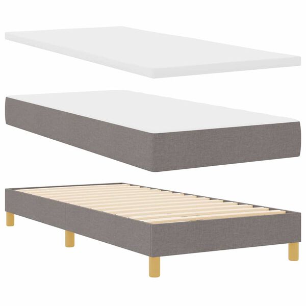 vidaXL Boxspringbed met matras met hoofdeinde Taupe 90 x 190 cm Stof