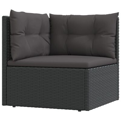 vidaXL 11-delige Loungeset met kussens poly rattan zwart