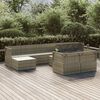 vidaXL 10-delige Loungeset met kussens poly rattan grijs