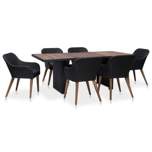 vidaXL 7-delige Tuinset met kussens poly rattan zwart