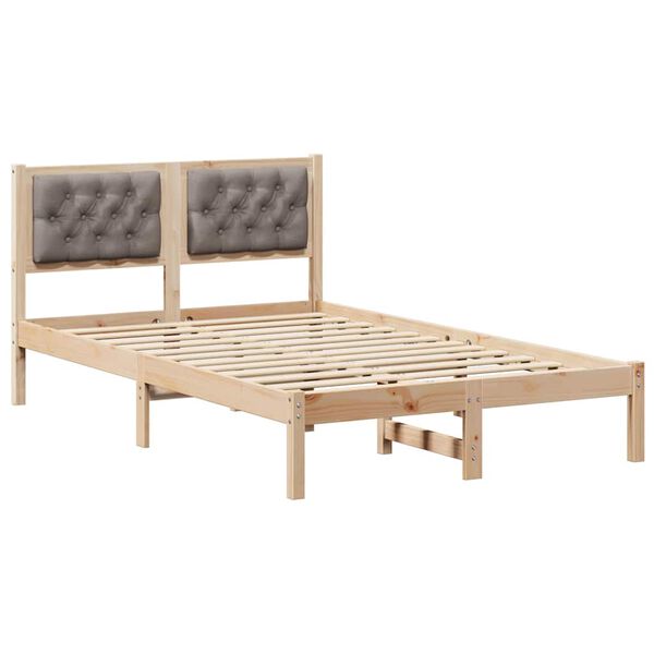 vidaXL Bedframe met hoofdeinde Taupe 120 x 190 cm Massief grenenhout