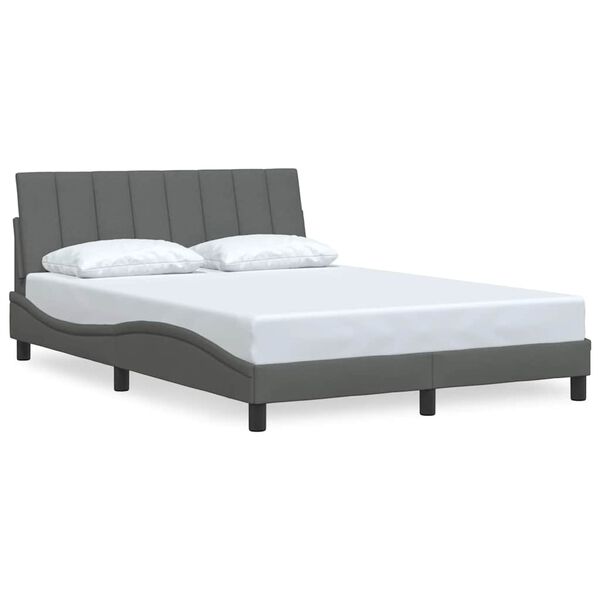 vidaXL Bedframe zonder matras "Hanko" stof donkergrijs 140x190 cm