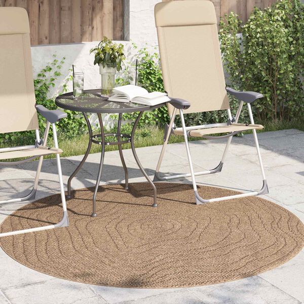 vidaXL Vloerkleden Rond Moir&eacute; HUARTE Naturel &Oslash; 160 CM Polyester