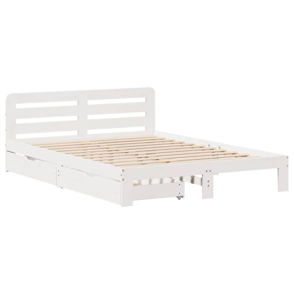 vidaXL Bedframe zonder matras massief grenenhout wit 160x200 cm