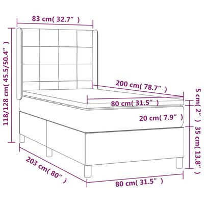 vidaXL Boxspring met matras fluweel zwart 80x200 cm