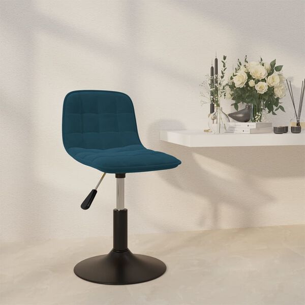 vidaXL Eetkamerstoel draaibaar fluweel blauw