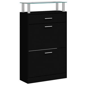 vidaXL Schoenenkast 63x24x104 cm bewerkt hout zwart