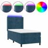 vidaXL Boxspring met matras en LED fluweel donkerblauw 80x200 cm