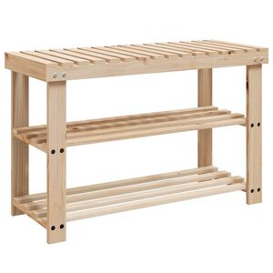 vidaXL Schoenenrek met bankje 2-in-1 massief vurenhout