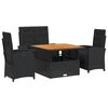 vidaXL 4-delige Tuinset met kussens poly rattan zwart