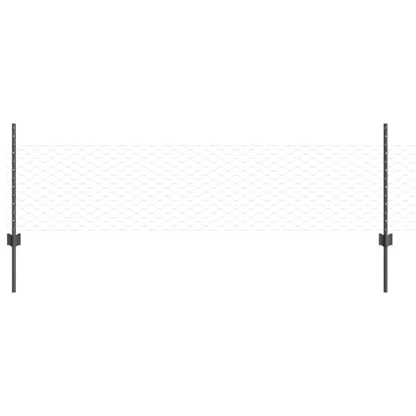 vidaXL Hek met Paal Grijs 0,5 x 10 m Staal en PVC