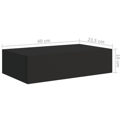 vidaXL Wandschappen 2 st met lade 40x23,5x10 cm MDF zwart