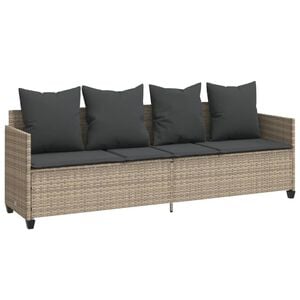 vidaXL Ligbed met kussen&nbsp;poly rattan lichtgrijs