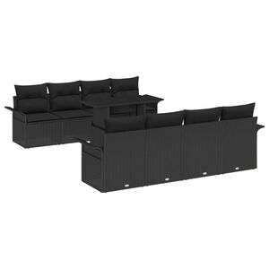vidaXL Tuin Sofa Set met kussen met opslag 9 pcs Zwart Poly Rattan