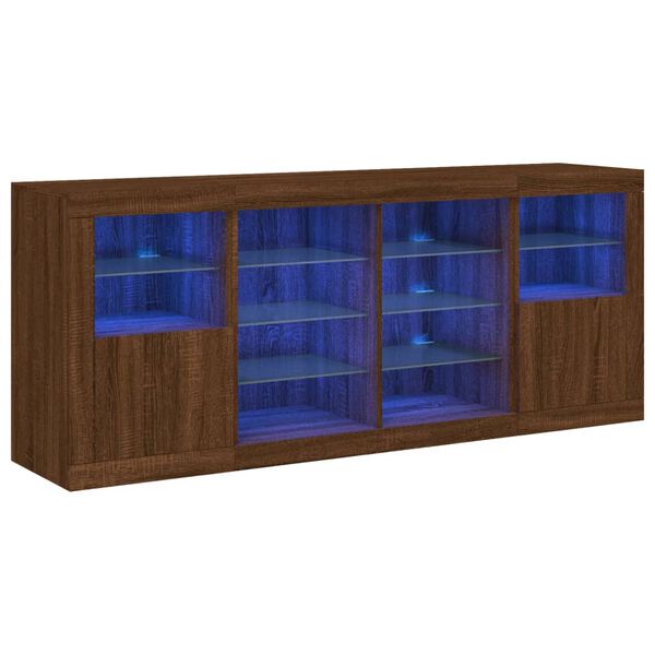 vidaXL Dressoir met LED-verlichting 163x37x67 cm bruin eikenkleur