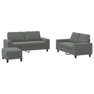 vidaXL 3-delige Loungeset stof donkergrijs