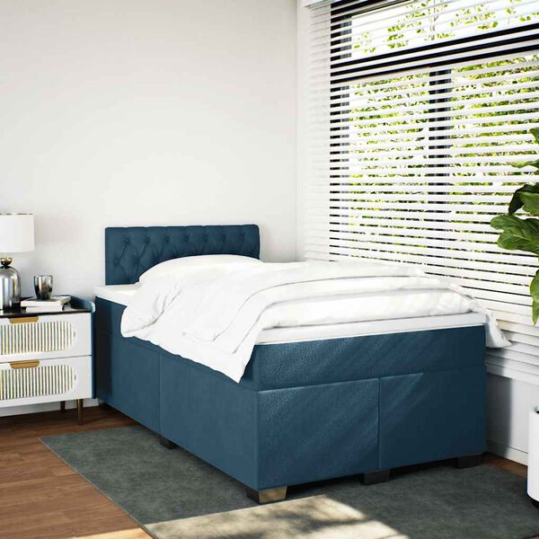 vidaXL Boxspring met matras fluweel blauw 120x200 cm