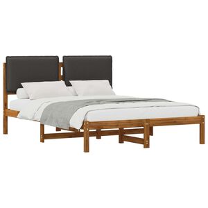 vidaXL Bedframe met gestoffeerd hoofdbord Naturel en donkergrijs