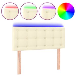 vidaXL Hoofdbord LED 90x5x78/88 cm kunstleer cr&egrave;mekleurig