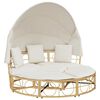 vidaXL Loungebed voor buiten met luifel en kussens poly rattan