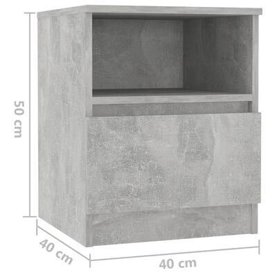 vidaXL Nachtkastje 40x40x50 cm bewerkt hout betongrijs