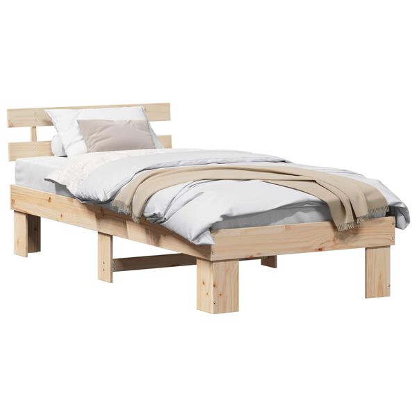 vidaXL Bedframe met hoofdeinde Naturel 80 x 200 cm Massief grenenhout