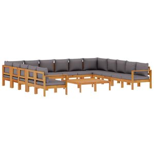 vidaXL 10-delige Loungeset met kussens massief acaciahout