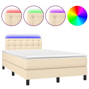 vidaXL Boxspring met matras en LED stof cr&egrave;mekleurig 120x200 cm