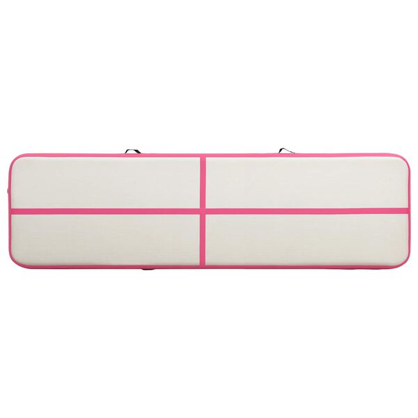vidaXL Gymnastiekmat met pomp opblaasbaar 800x100x20 cm PVC roze
