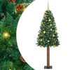 vidaXL Slanke Kerstboom Groen 180 cm PVC en massief dennenhout