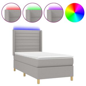 vidaXL Boxspring met matras en LED stof lichtgrijs 80x200 cm
