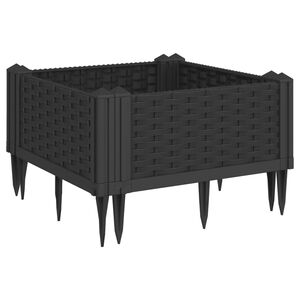 vidaXL Plantenbak met pinnen 42,5x42,5x28,5 cm polypropeen zwart
