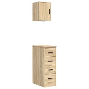 vidaXL Garagekasten 2 st Spaanplaat Sonoma eikenkleurig