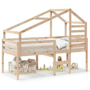 vidaXL Hoogslaper met bedhuis massief grenenhout 80x200 cm