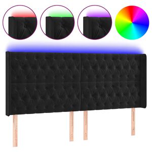vidaXL Hoofdbord LED 203x16x118/128 cm fluweel zwart